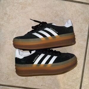 adidas Gazelle Platform Sneakers in Black, White & Brown